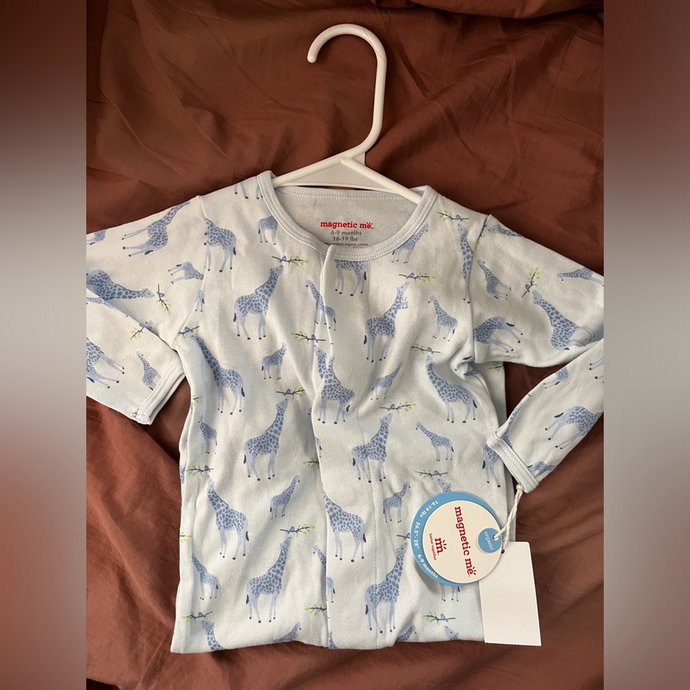 Magnetic Me giraffe footie pajamas